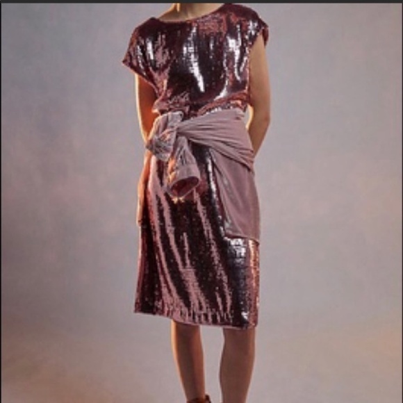 NWT Anthropologie Maeve Kara Pink Sequin Shift Dress, Size Medium - Picture 12 of 13